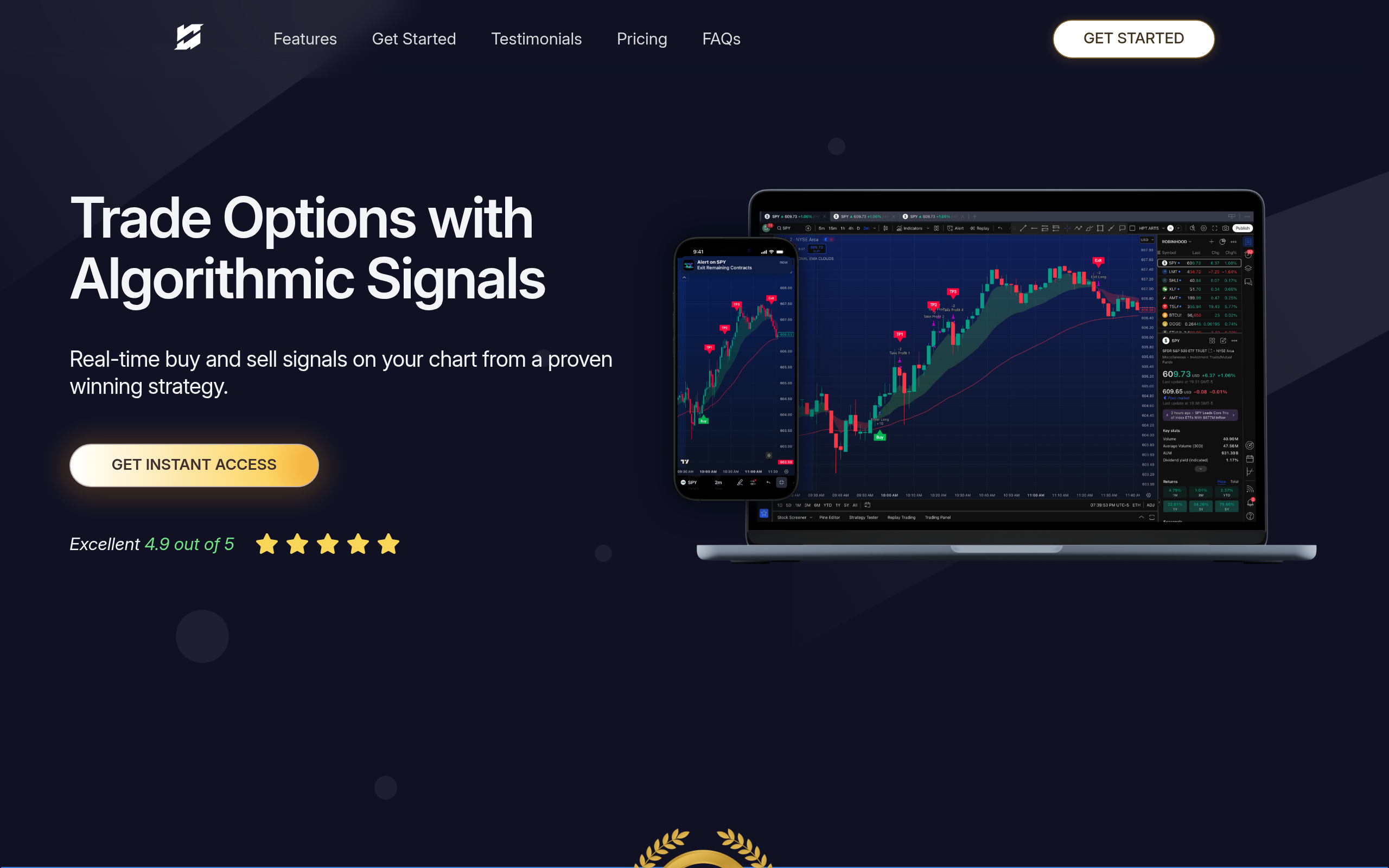 OptionsAlgo website preview